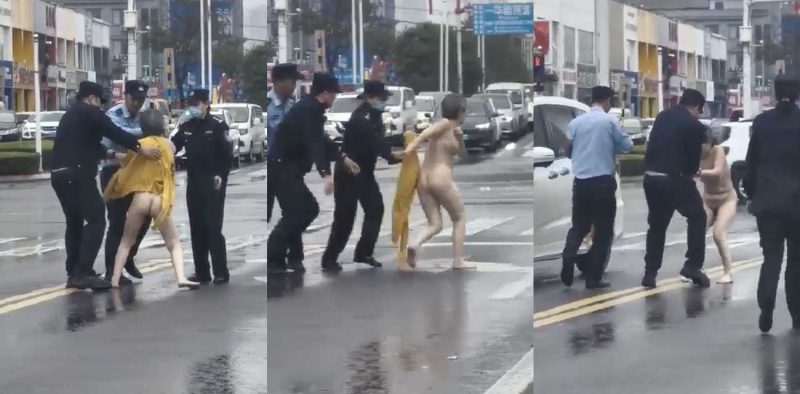 山东泰安 一女子裸奔被警察当街追赶 看清后才发现居然是老婆婆 这么大年纪了还要完成主人的任务吗？-51吃瓜网