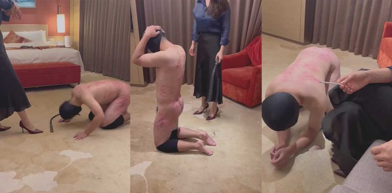 SM女王虐恋调教男奴视频流出 屁股被打的皮开肉绽全身通红 还叼来皮鞭继续求虐！-51吃瓜网
