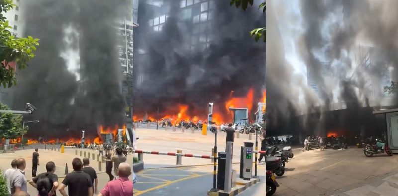 重庆石桥铺火灾大瓜 摩托车自燃引爆电瓶车 现场浓烟滚滚险些吞没大厦！-51吃瓜网