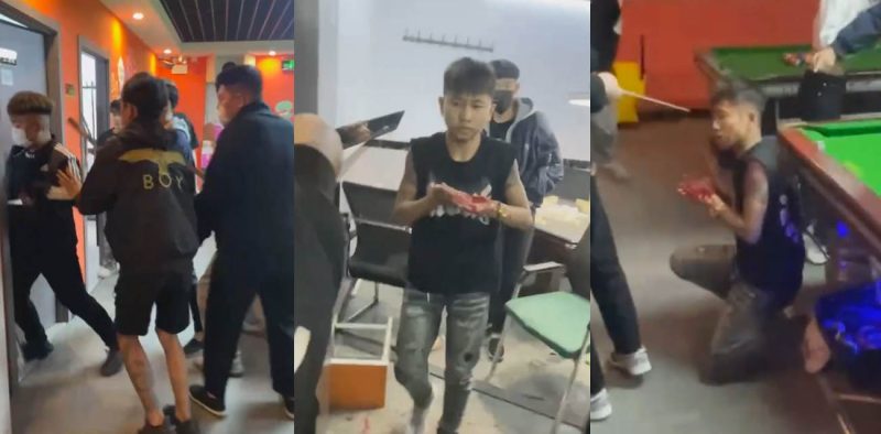 精神小伙台球厅暴怒持刀砍人 手掌惨遭斩成两半 现场血淋淋一片 血腥胆小勿入！-51吃瓜网