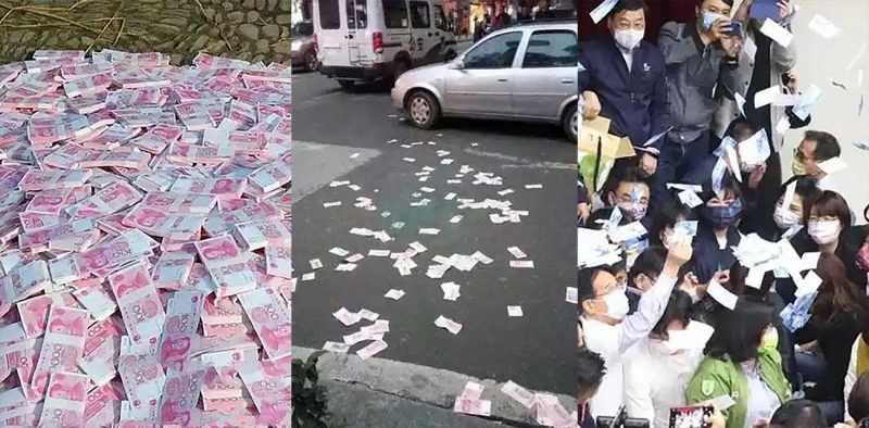 北京昌平万科天地 千万钞票高空洒落 有人狂捡11万 外卖小哥都扔车开捡 现场十分震撼！-51吃瓜网