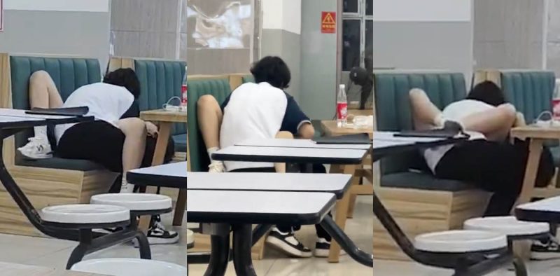 山西应用科技学院食堂 小情侣现场整活 女友双腿紧夹男生腰 男生疯狂抽动 尺度炸裂！-51吃瓜网