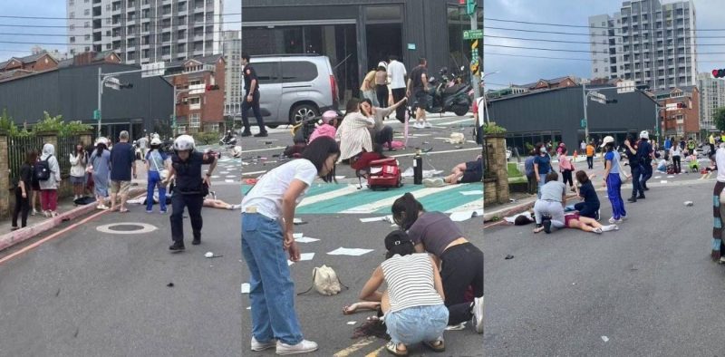 台湾新北 北大国民小学外 男子驾车极快冲撞人群 现场造成多人死亡 十分的惨烈！-51吃瓜网