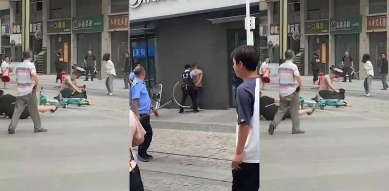 男子被荡妇戴绿帽心中愤慨 竟当街持刀杀妻 刀被捅弯后众人合力将其制服！-51吃瓜网