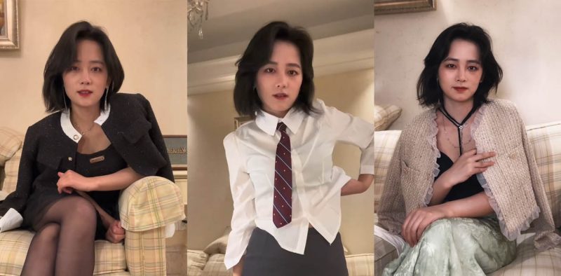 抖音网红 春晓来了 OL写真流出 黑丝包裹修长美腿 低胸衬衫挤出深沟 撩人姿势勾魂至极！-51吃瓜网