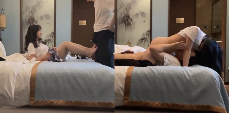 小伙酒店开房特殊癖好曝光 要求女友身穿黑白双袜和JK短裙再操逼 buff叠起干逼就是猛！-51吃瓜网