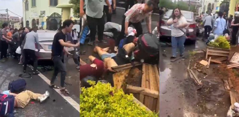 浙江金华苏孟小学门口 轿车冲进人群疯狂乱撞学生与家长 导致当场死伤数人 现场视频流出！-51吃瓜网