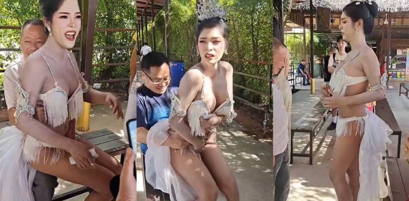 泰国人妖与中国大爷上演荒诞一幕 主动握住大爷私处上下套弄 大爷还想扣扣小穴 没想到摸到的比自己还大！-51吃瓜网