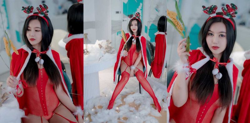 极品身材模特 木木森 圣诞主题写真流出 性感丁字裤紧勒粉嫩小穴 惹火情趣套装诱惑十足-51吃瓜网