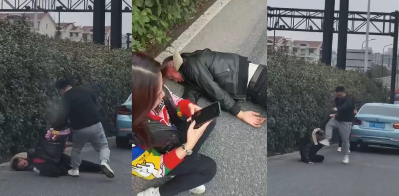 上海路虎男暴打老丈人 拦车暴揍殴打后 一脚踢头差点当场给踢死 现场完整画面流出！-51吃瓜网