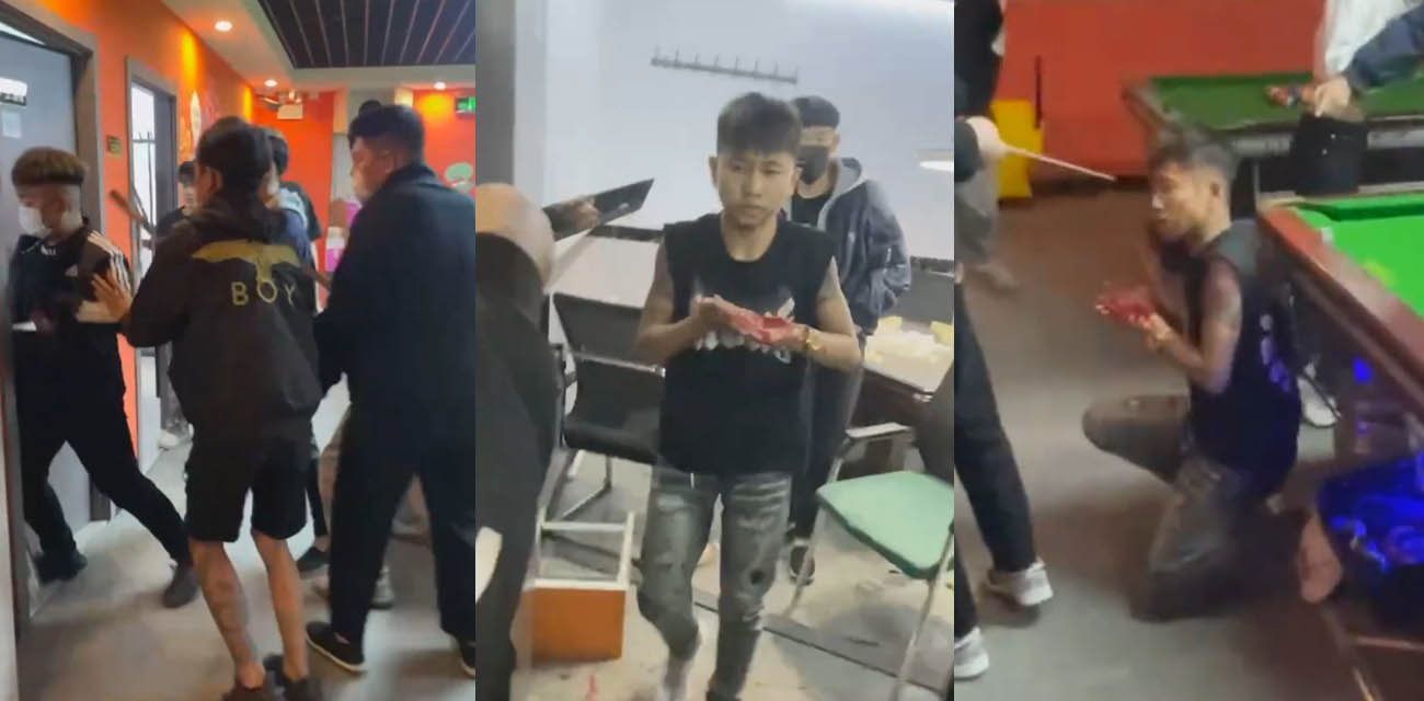 精神小伙台球厅暴怒持刀砍人 手掌惨遭斩成两半 现场血淋淋一片 血腥胆小勿入！ - 51吃瓜网-51吃瓜网