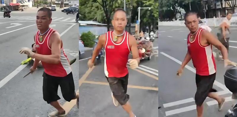 南宁街头惊现刀客 抢劫后持刀无差别捅人 面露凶狠见人就捅 围观群众惊恐报警 场面触目惊心！-51吃瓜网