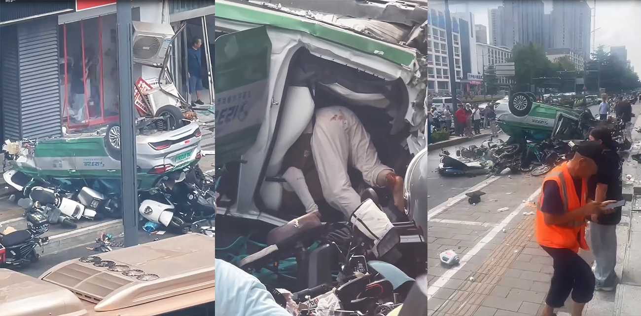 郑州发生惨烈车祸 人行道变保龄球场 疯狂出租车撞击行人 失控腾空翻滚 现场血流成河！ - 51吃瓜网-51吃瓜网